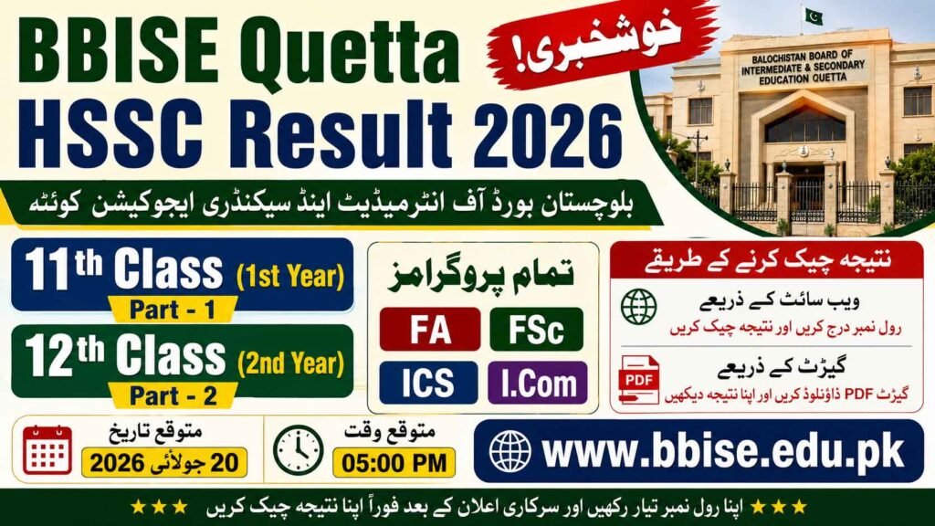 BBISE Quetta HSSC Result 2026